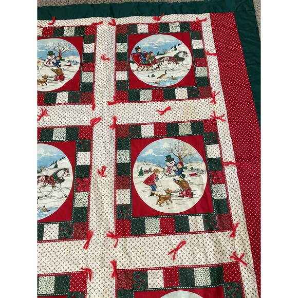 Homemade Christmas Winter Quilt Hand Tied Throw - Picture 5 of 6